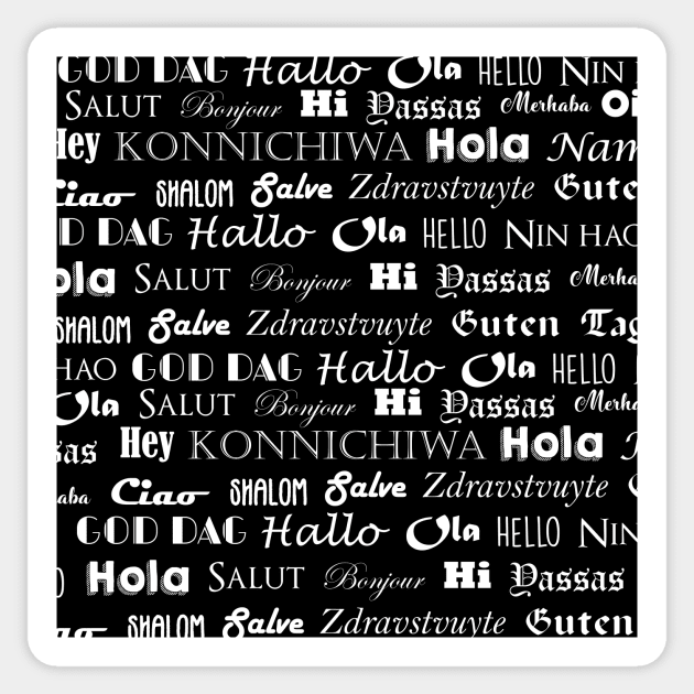 Hello in Multiple Languages Sticker by CrowleyCreations